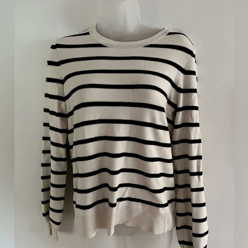 Marled Reunited Clothing Black Striped White Sweater, Size XS